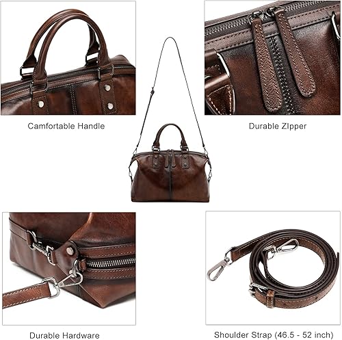 Miniatura 6 de Bolsos de cuero genuino para mujer, bolsos vintage con asa superior, bolso y bolso cruzado