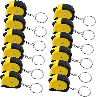 Hohopeti Paquete De 12 Llaveros Métrica Retráctil En Miniatura Fáciles De Transportar De Acero Abs De Color Amarillo Vibrante Con Medidas Métricas