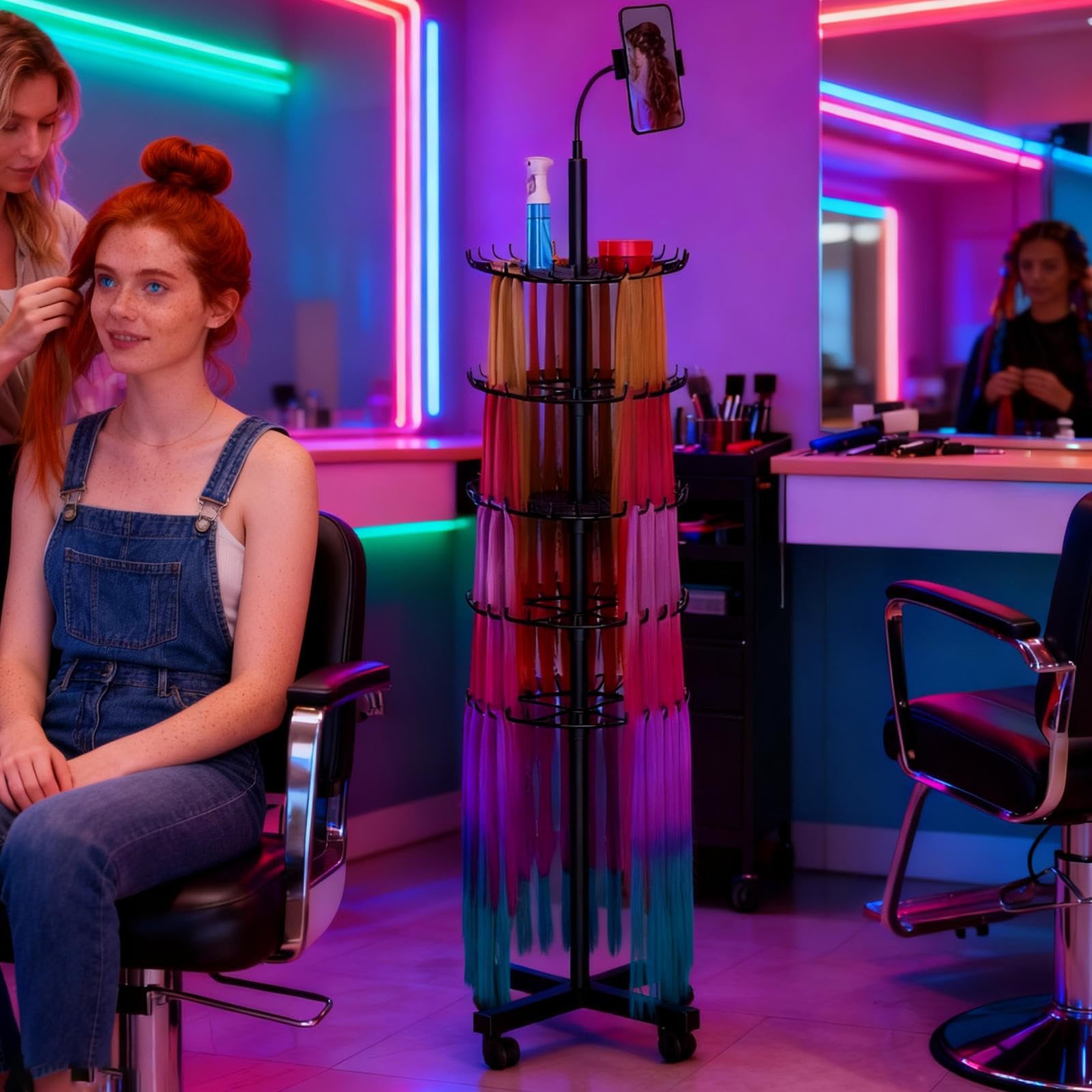 Estante para Trenzas Estante De Almacenamiento De Altura Ajustable | Soporte para Extensiones de Cabello Para Salón, Servicio , Extensiones, Estilismo Móvil y Entrenamiento de