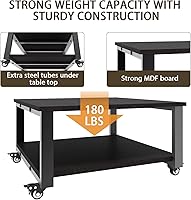 Vista 6 de Natwind Soporte para impresora láser de 2 niveles, mesa de impresora grande de 23.6 x 23.6 pulgadas, soporte de copiadora con ruedas, carrito