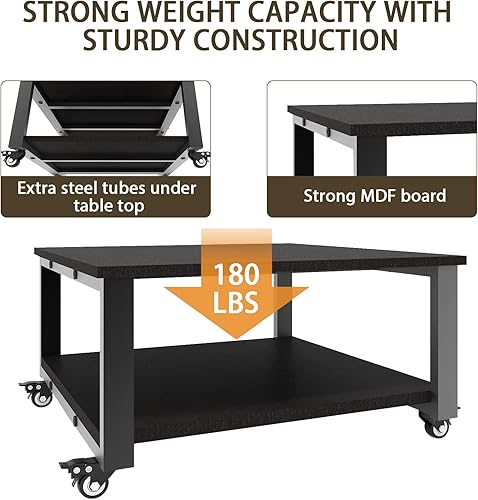 Miniatura 6 de Natwind Soporte para impresora láser de 2 niveles, mesa de impresora grande de 23.6 x 23.6 pulgadas, soporte de copiadora con ruedas, carrito de