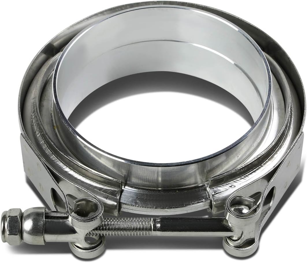 DNA MOTORING 3.5" Zinc-Coated Stainless Steel V-Band Clamp with Aluminum Flange Male Female For Turbo, Downpipes, Exhaust Systems, VCF-35-ALU