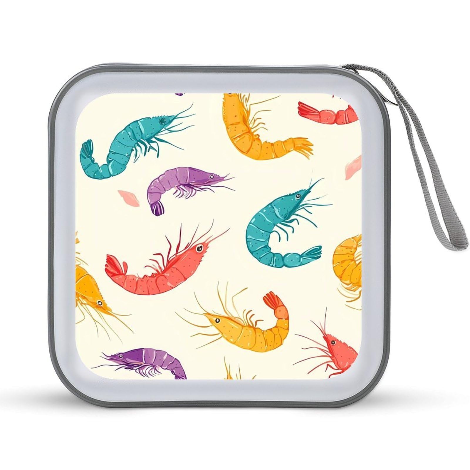 Shrimp Print CD Case Portable DVD Holder Storage Organizer for Home Travel