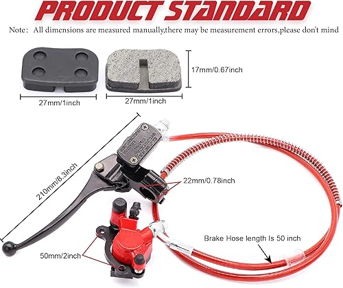 Miniatura 2 de Kit de frenos de mini bicicleta mejorado, montaje de freno hidráulico a la izquierda de los manillares de 78 pulgadas, tubo de manguera de 50