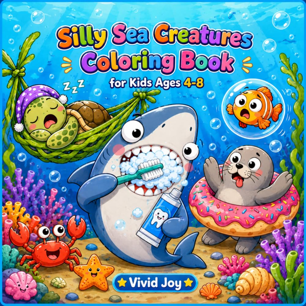 Silly Sea Creatures: A Cute and Funny Coloring Book Filled with Goofy Ocean Animals, Underwater Chaos, and Adorable Sea Adventures