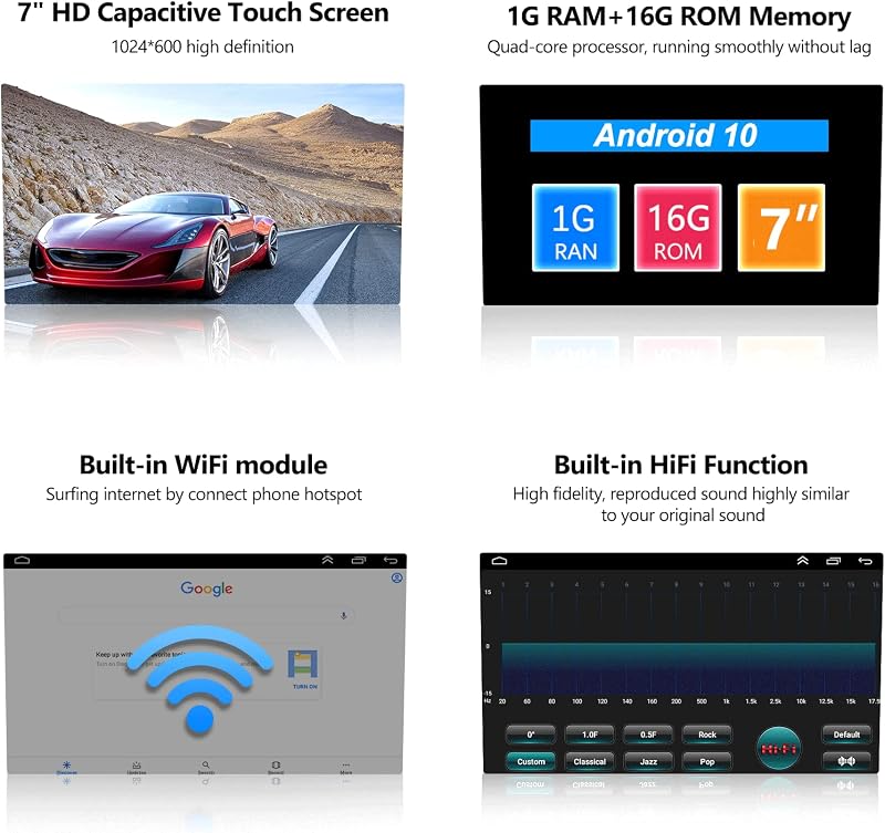 CAMECHO Android 13 Autórádió CarPlay-vel VW Golf Polo Tiguan, 7" Érintőképernyő, Navigáció, Bluetooth, USB, Tolatókamera