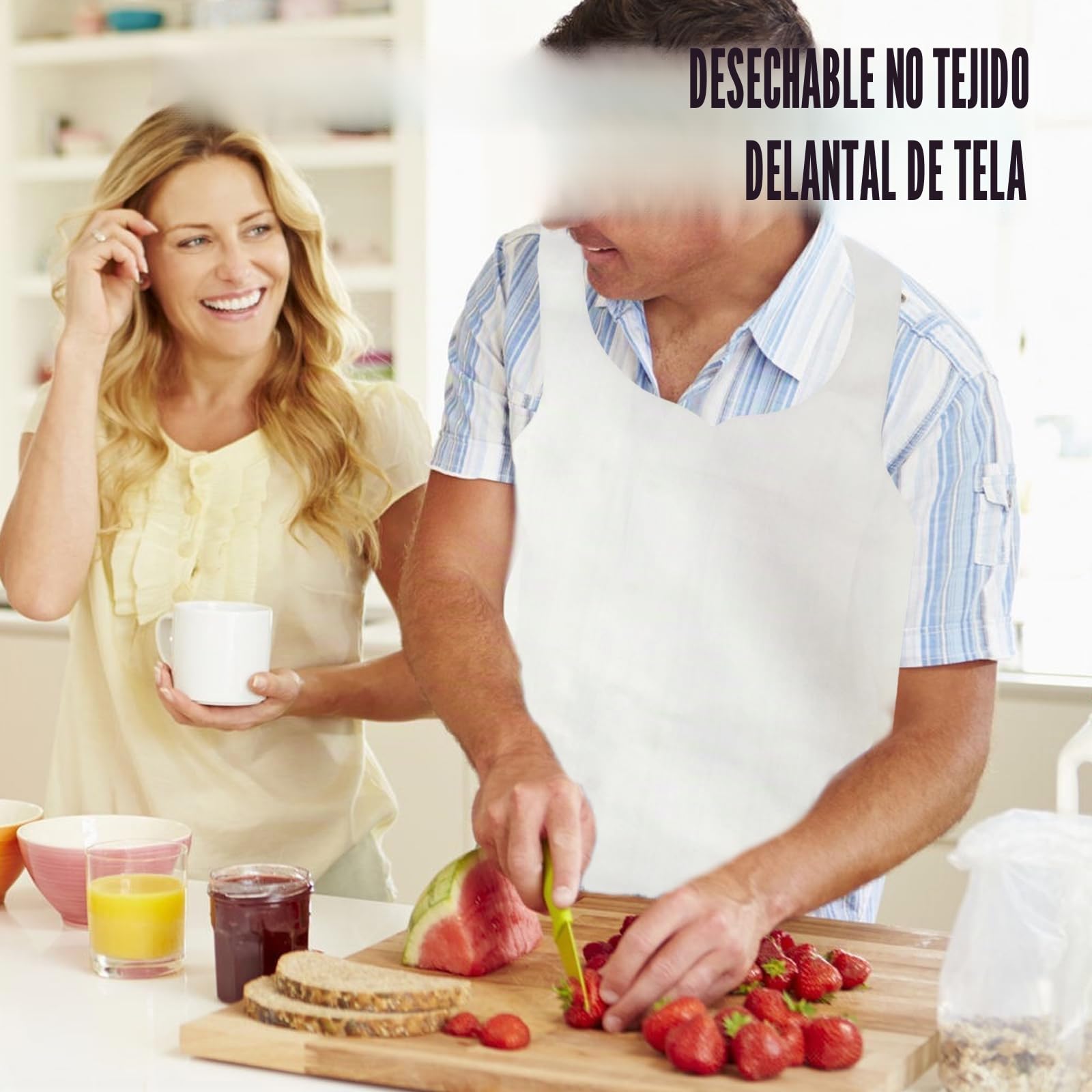 100 baberos desechables adultos, delantal de comer, para adultos mayores o niños (blanco)