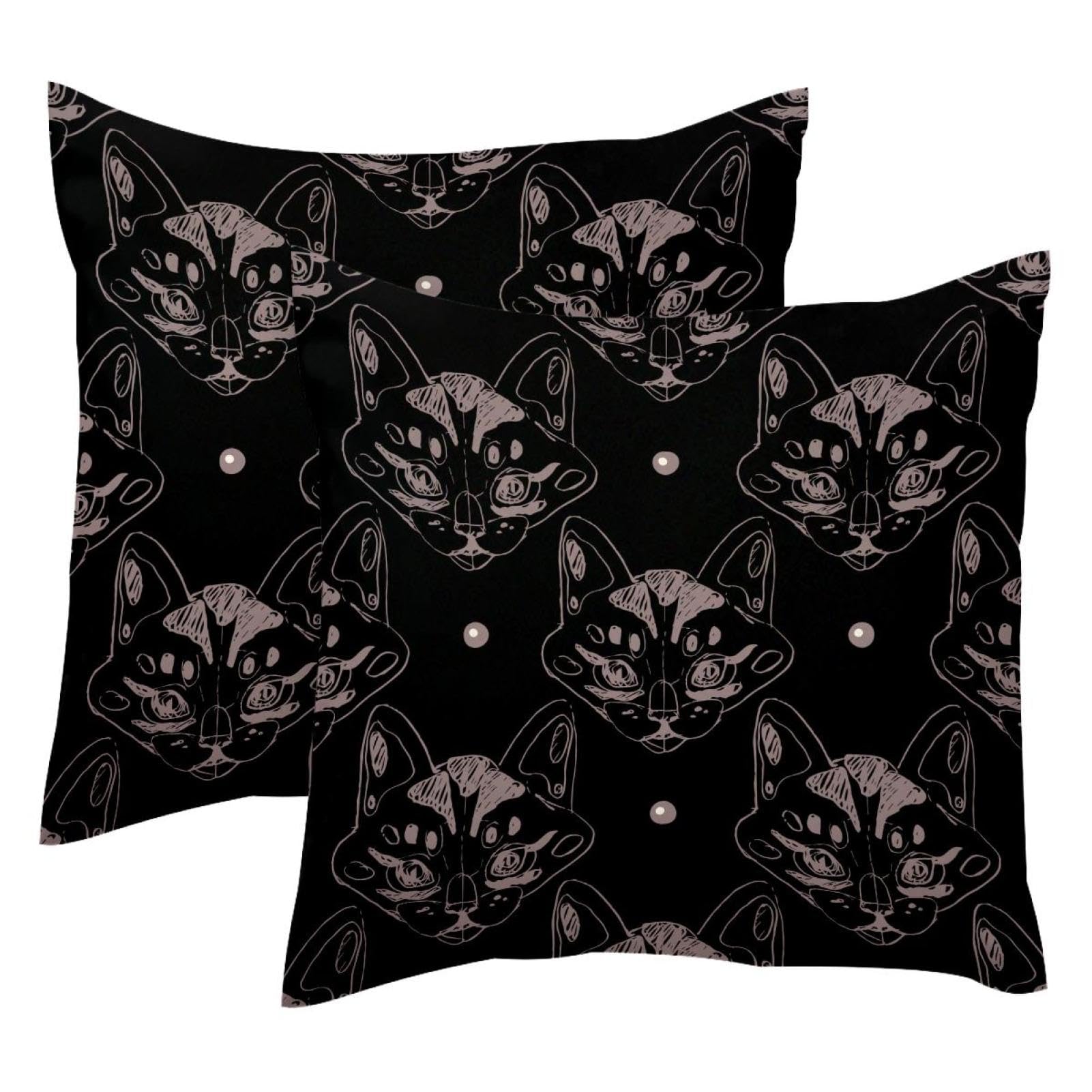 Housse de coussin velours visage chat 50x50 cm finition luxe