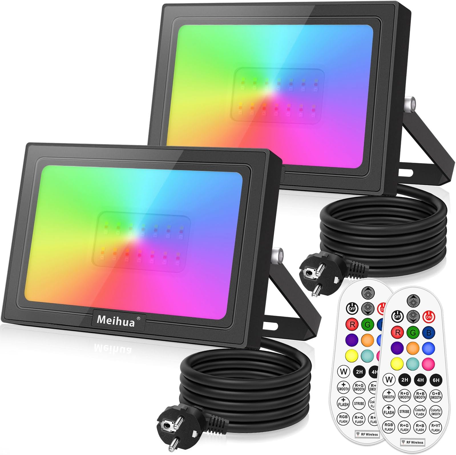 CLV 42 W RGB led-wandwaser, 10 kleuren, RGB-spots, 30 modi dynamisch, partylicht, 2 stuks, led-bar, lichteffecten met afstandsbediening, IP66 waterdicht, timer en geheugenfunctie voor DJ Home Party