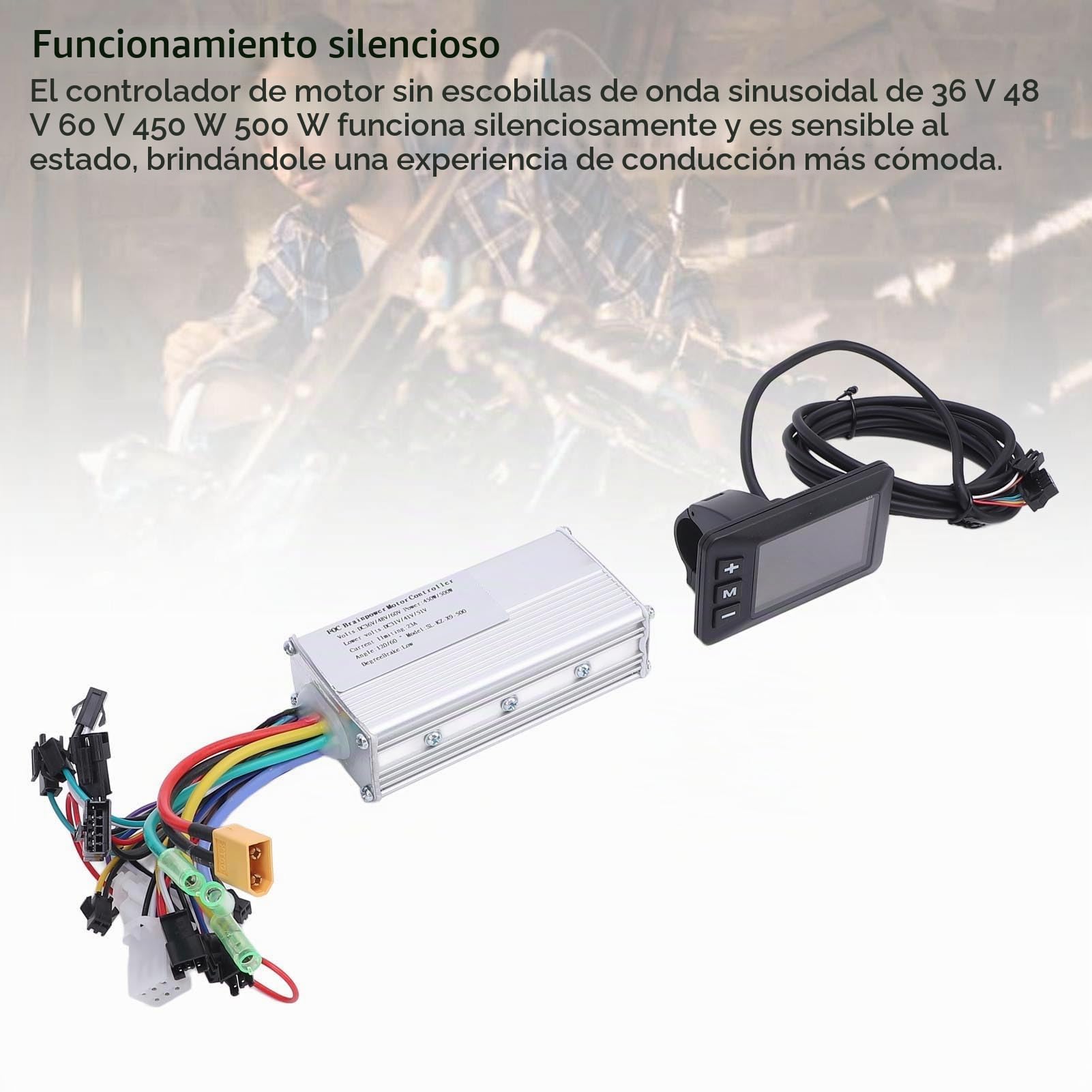 BuyWeek Kit de Controlador de Motor para Bicicleta Eléctrica, 36V 48V 60V 450W 500W Kit de Controlador de Sine Waves Sin Escobillas con G51 LCD Display
