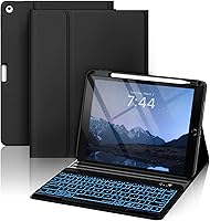 Vista 14 de OYEEICE Funda de teclado para iPad de 6ª generación de 9.7 pulgadas, teclado inalámbrico desmontable retroiluminado de 7 colores, cubierta magnética