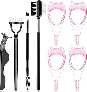 Eyelash Mascara Guard Eyelash Comb Eyebrow Brush Mascara Shield Applicator Guard Eyelash Separator Tool Eyelash Tweezers Eye Makeup Tools for Women Girls 8 Pieces