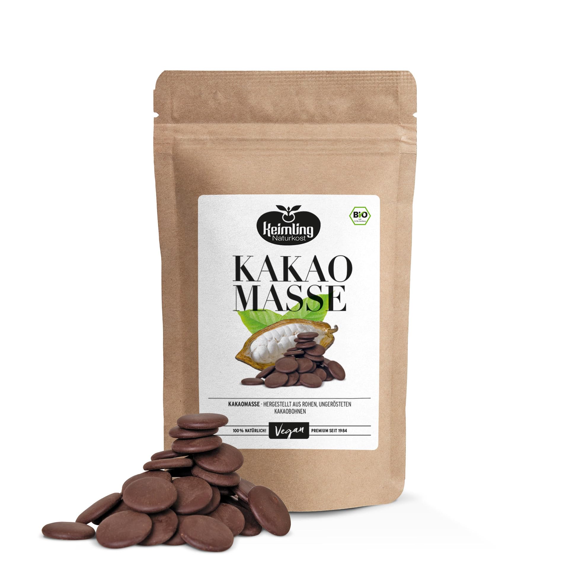 Keimling Bio Kakaomasse 500g Rohkakao Drops ungesüßt ungeröstet 100% rein natürliches Superfood