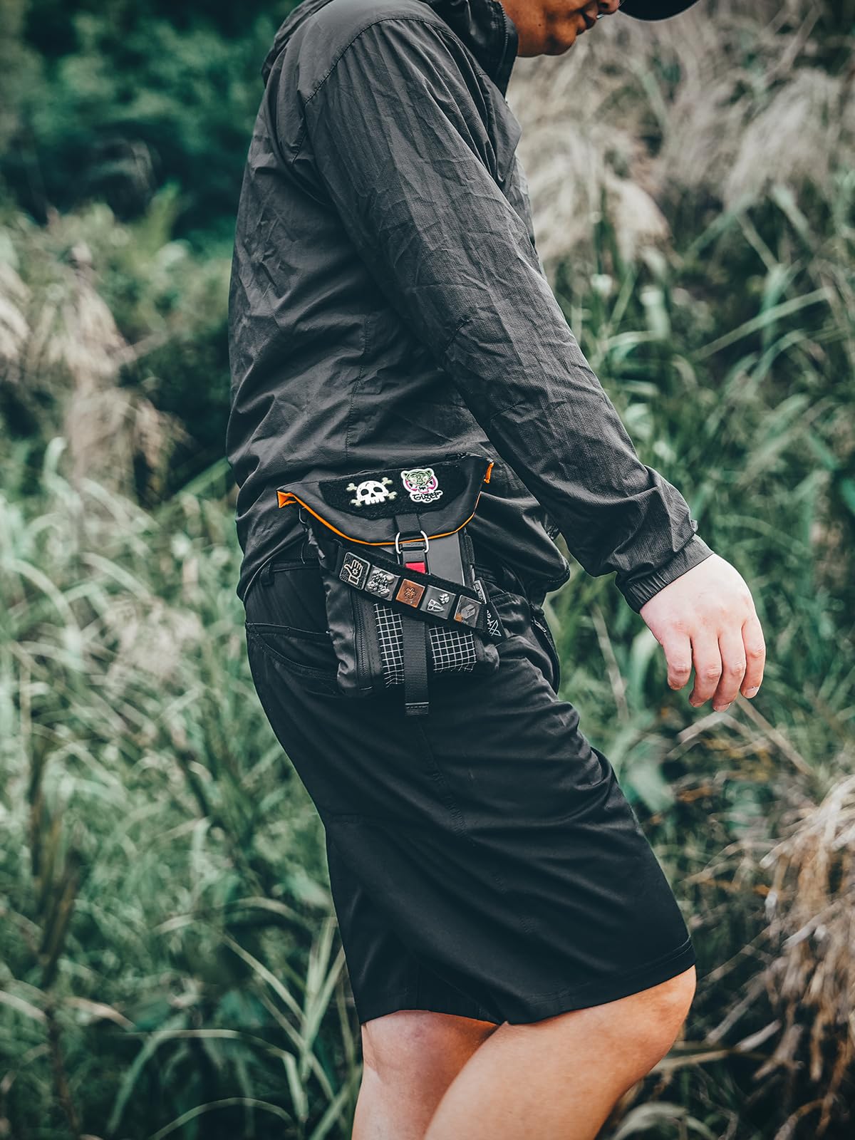 TACTICAL_GEEK EXT14 EDC wielofunkcyjna torba, organizer z kieszenią na karty RFID, lekka torba biodrowa/crossbody z regulowanym paskiem, przenośna organizacja na co dzień
