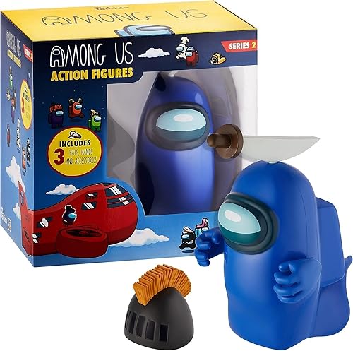 P.M.I. Figura de acción de Among Us, uno de los cuatro coleccionables de 6.7 pulgadas de alto, juguetes Among Us y mini juguetes jugables, sombrero