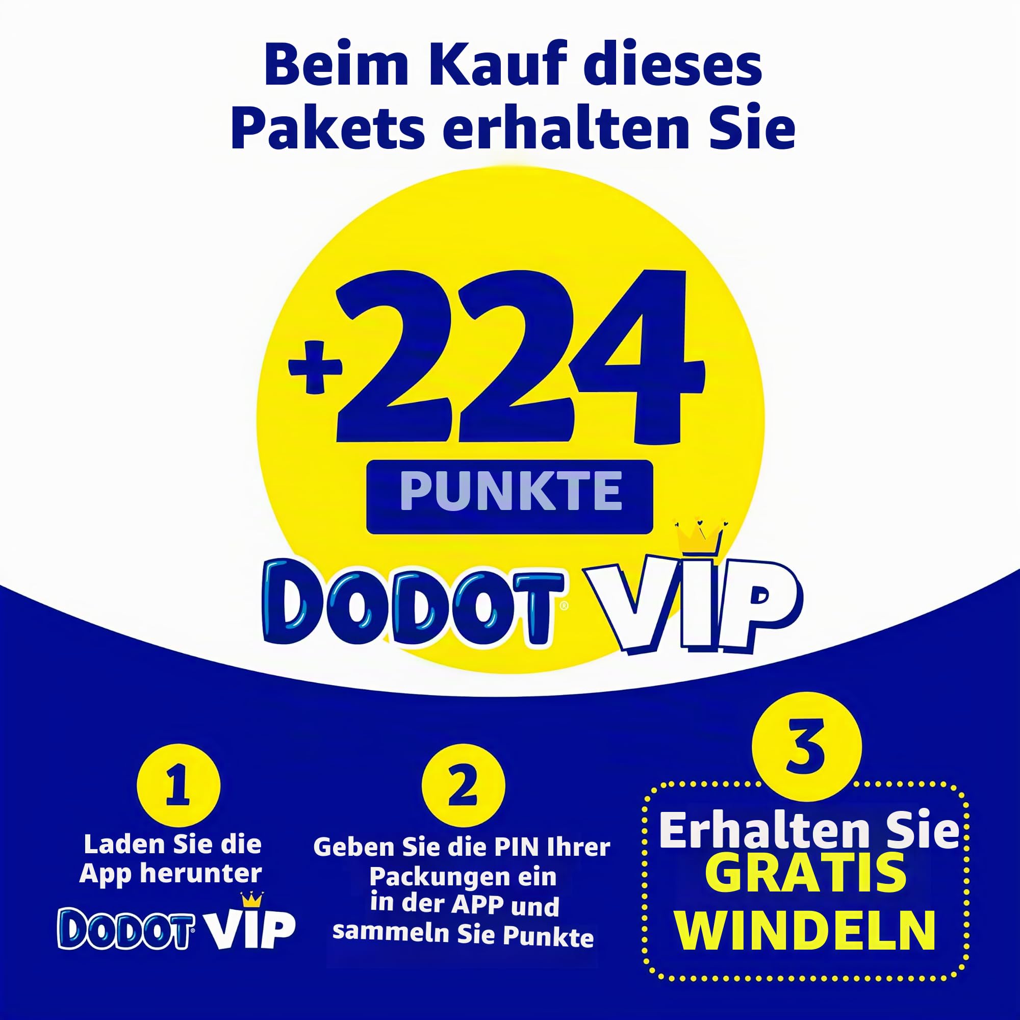 Dodot Sensitive Babywindeln, Größe 3 (6-10 kg), 224 Windeln + 40 Feuchttücher (4 x 10), aquafarben, kunststofffrei, optimaler Hautschutz Dodot , Pack Mensual