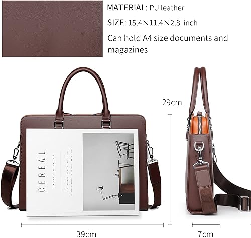 Miniatura 4 de FSD.WG Bolsa de negocios Maletín de cuero Bolso de negocios para computadora portátil para hombres