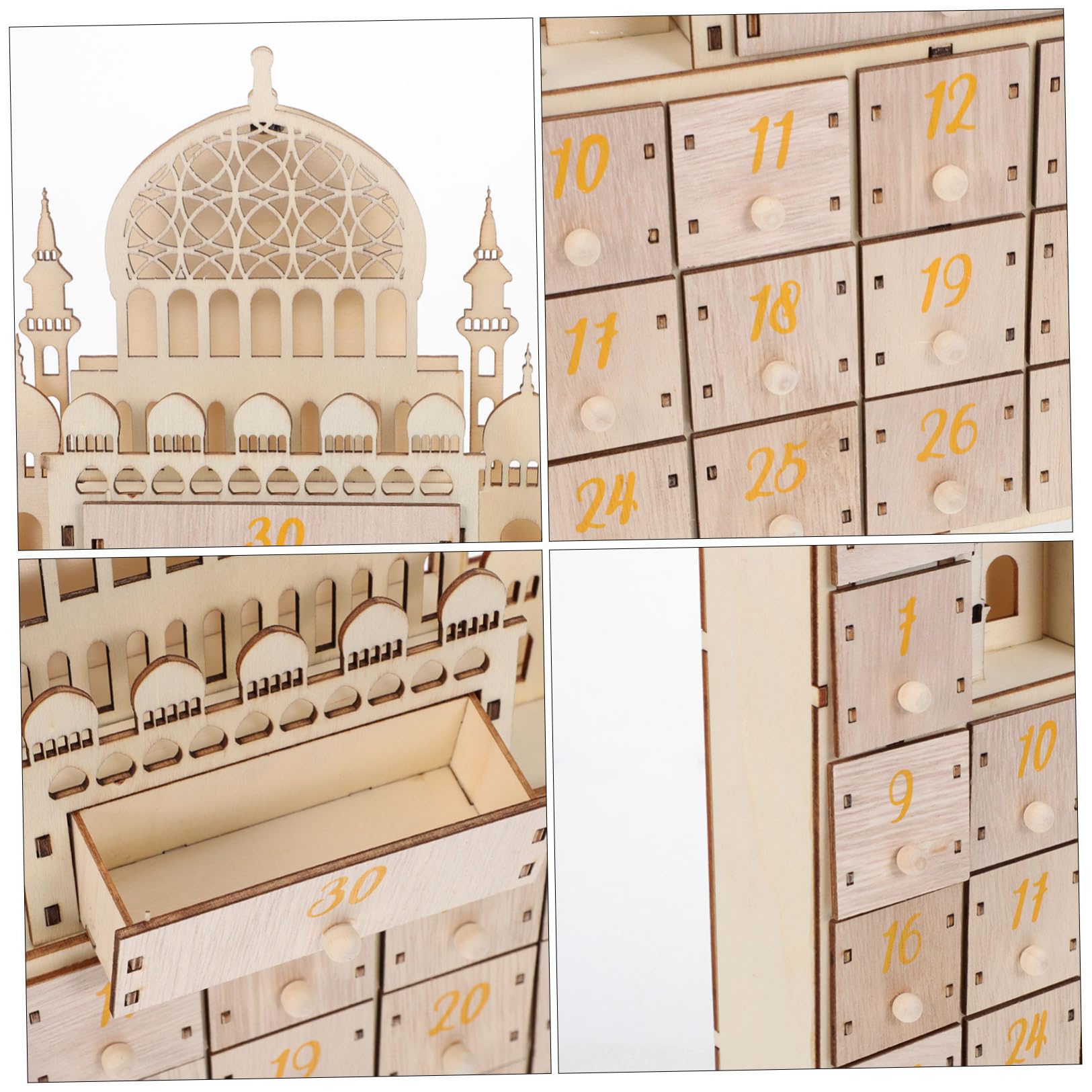iplusmile Calendario Decorazione Compatta per Ramadan Conto alla Rovescia in Legno con 30 Festa Eid Mubarak e Arredamento per Famiglia