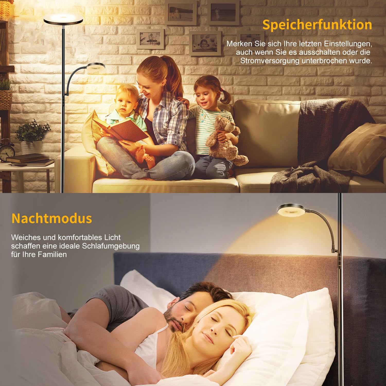 Yikuneng 42W Lámpara de Pie Regulable, LED Lámpara de Pie Salon 4500LM Súper Brillantecon con Lámpara de Lectura, control remoto y control táctil Lámpara Alta para Salon de Estar Dormitorio Oficina