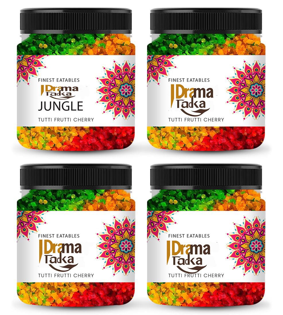 Drama Tadka Multicolor Tutti Frutti | Sweet & Chewy Candied Papaya Bits for Cakes, Cookies, Ice Cream & Baking Decoration | Vegetarian Topping (250 gram)-image-23