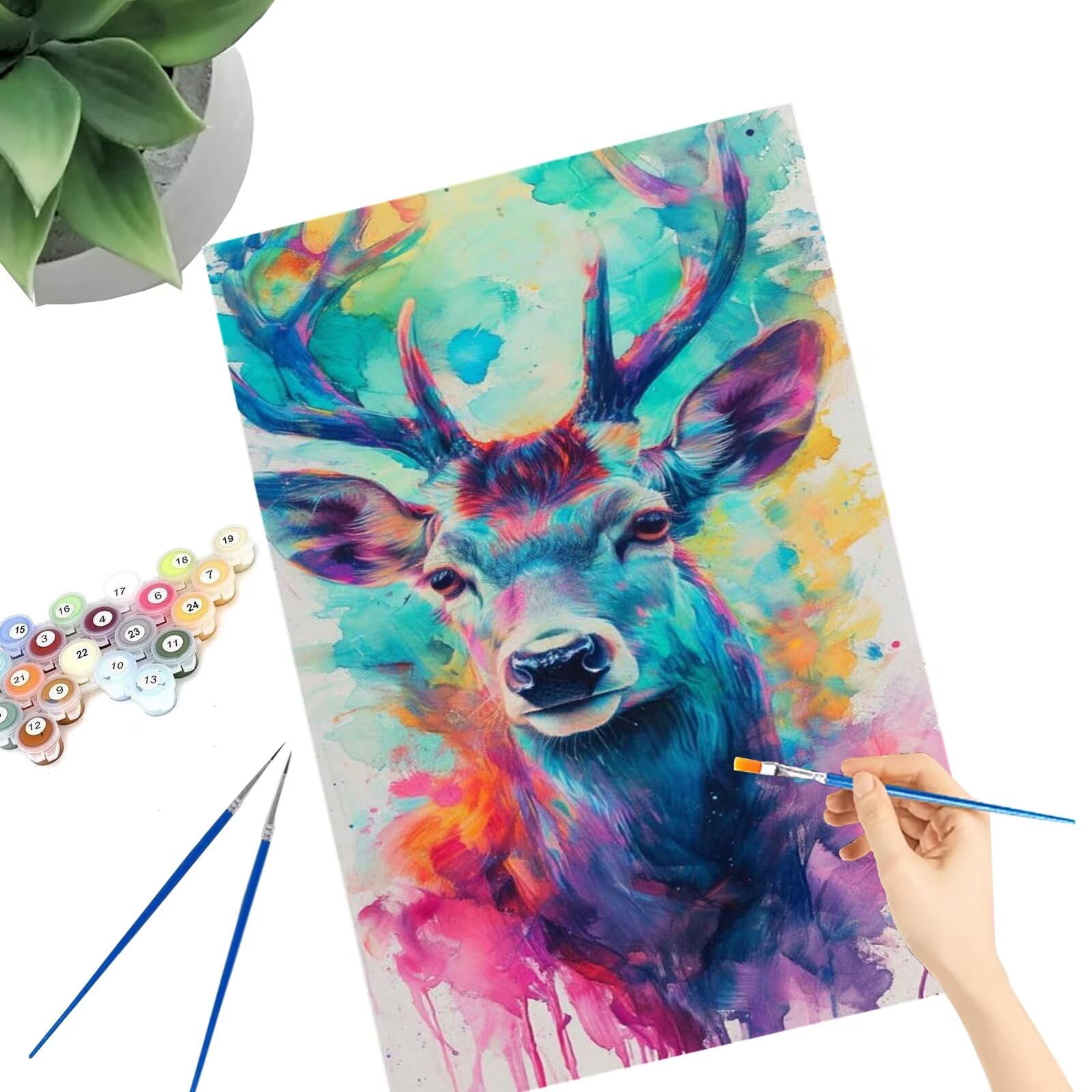Peinture Numero Adulte Couleur Peinture Par NuméRos Grand Format Cerf Loisirs CréAtifs Adultes Enfant DIY NuméRo D'Art Complet Kit DéButants ,Cadeau GarçOns Filles 3+ Ans, Sans Cadre 80x160cm M-1057