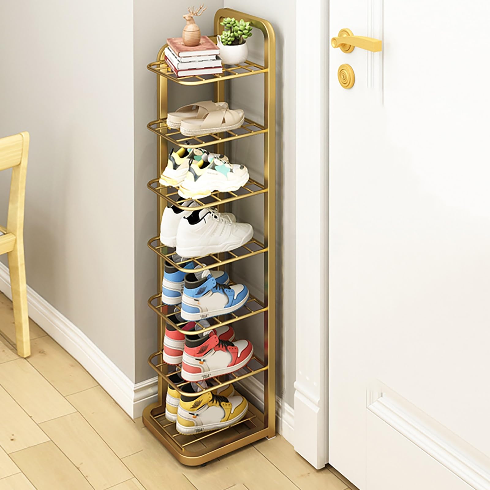 Étagère chaussures gain de place verticale et mince pour libérer le sol de l'entrée