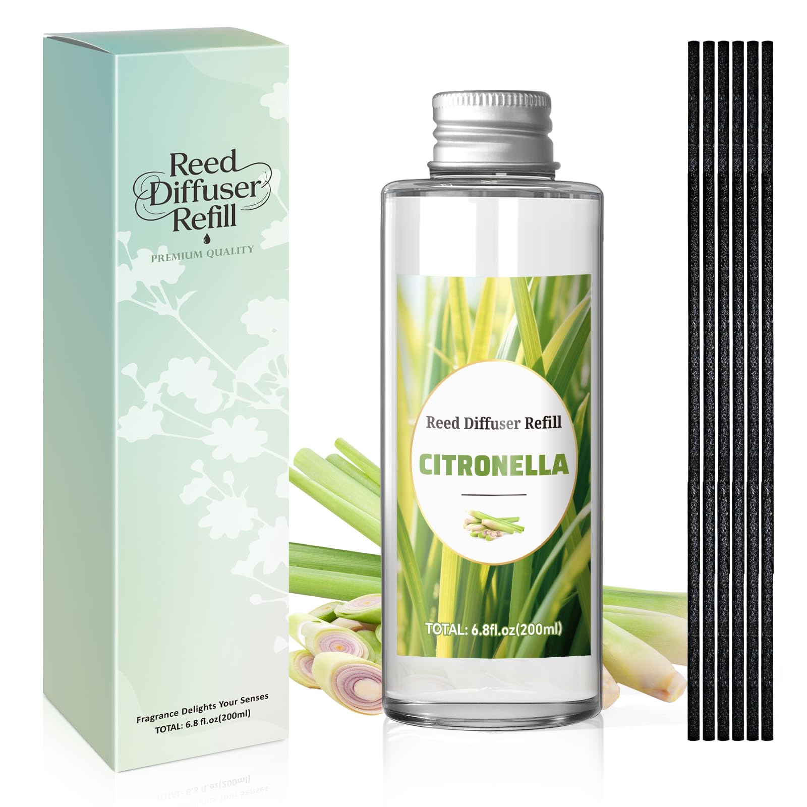 SCENTORINI Difusor De Fragancia para Habitación Citronela 200ML Recambio De Aceite Esencia, Ambientadores De Hogar Fragancia Duradera para El Hogar, Baño y Decoración De Habitación