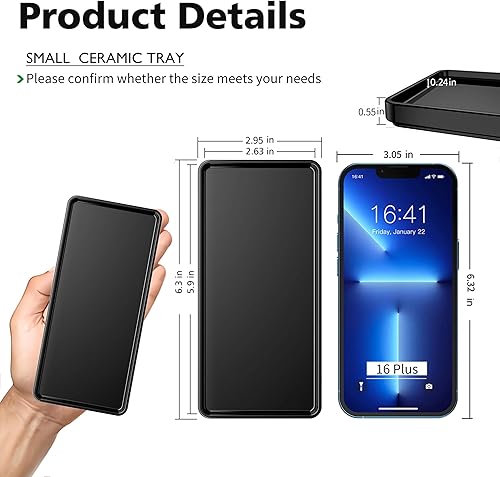 Miniatura 69 de Gurygo Paquete de 2 bandejas de baño de 6 pulgadas para mostrador, bandejas de tocador de cerámica para baño, bandeja rectangular pequeña