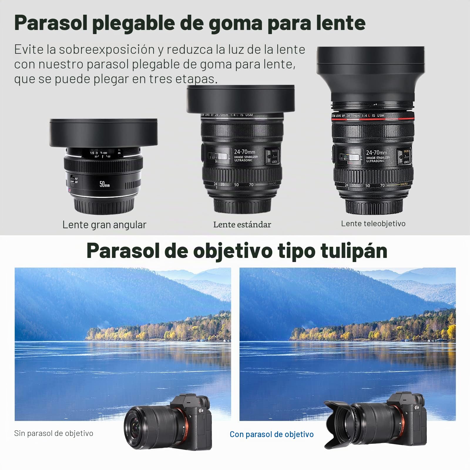 NEEWER 67mm ND/CPL/UV/FLD/Kit de Accesorio de Lente y Filtro con ND2 ND4 ND8, Filtros de Primer Plano (+1/+2/+4/+10), Parasol de Tulipán, Parasol de Goma Plegable, Tapa de Lente, Bolsa de Filtro