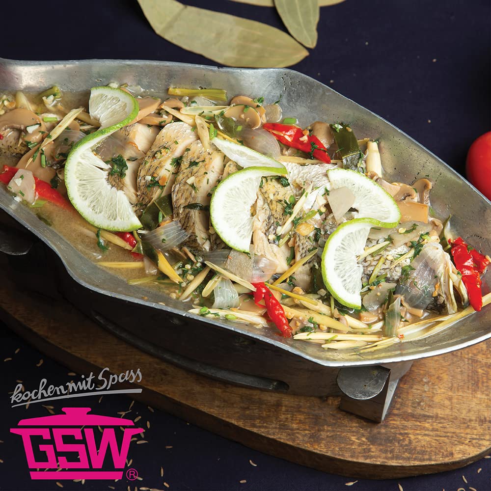 GSW Multibräter 3-in-1 – hochwertiger Bräter mit 2 Deckeln, ideal zum Schmoren, Dünsten und Braten, auch für Induktion und Backofen – Edelstahl, rostfrei, 8,5 Liter, Silber