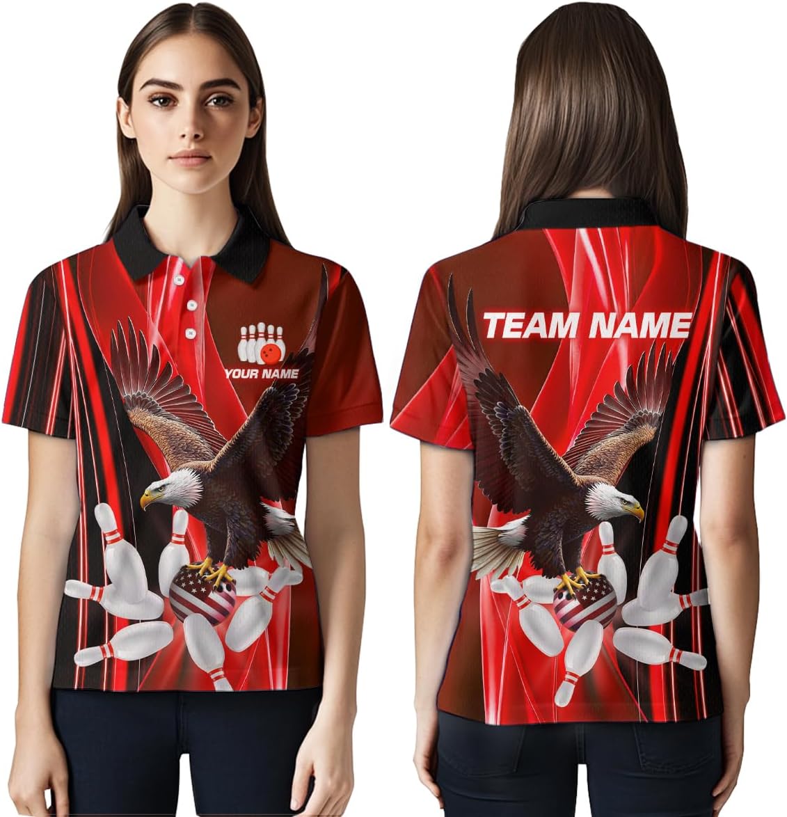 Flying Eagle Bowling Shirt for Men and Women Custom Team Bowling Jerseys Bowling Polo Shirts & Bowling 1/4 Zip Shirts