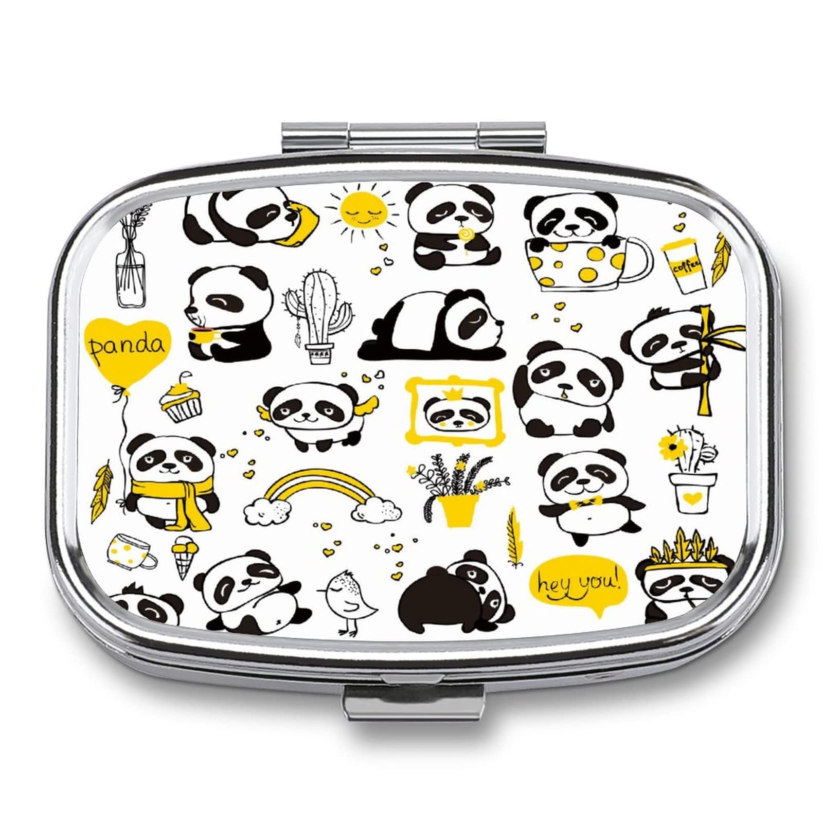 Boîte à médicaments portable étanche panda mignon en métal pour poche - 7