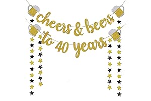 Cheers & Beers to 40 Years Glitter Banner