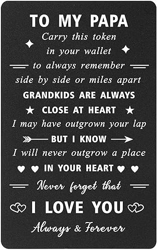 ENGZHI Regalos para papá de nietos  Tarjeta de cumpleaños para papá, los nietos siempre están cerca de corazón  Regalos para Navidad, Día del Padre