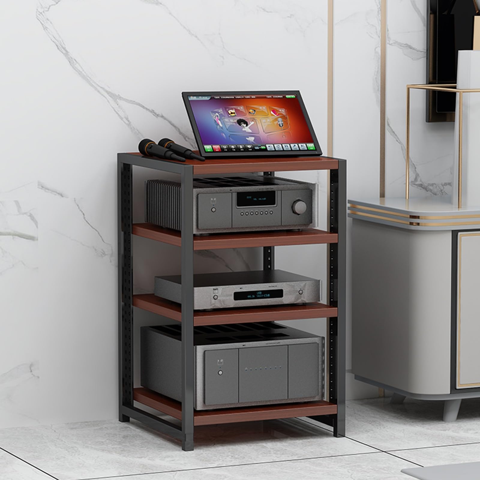 Meuble AV robuste multifonction pour matériel audio et home cinéma Noir