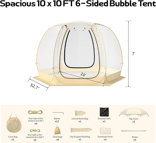 Miniatura 6 de Pop Up Bubble Tent, Instant Igloo Tent Suitable for 4-6 People, Screen House for Patios, Cold