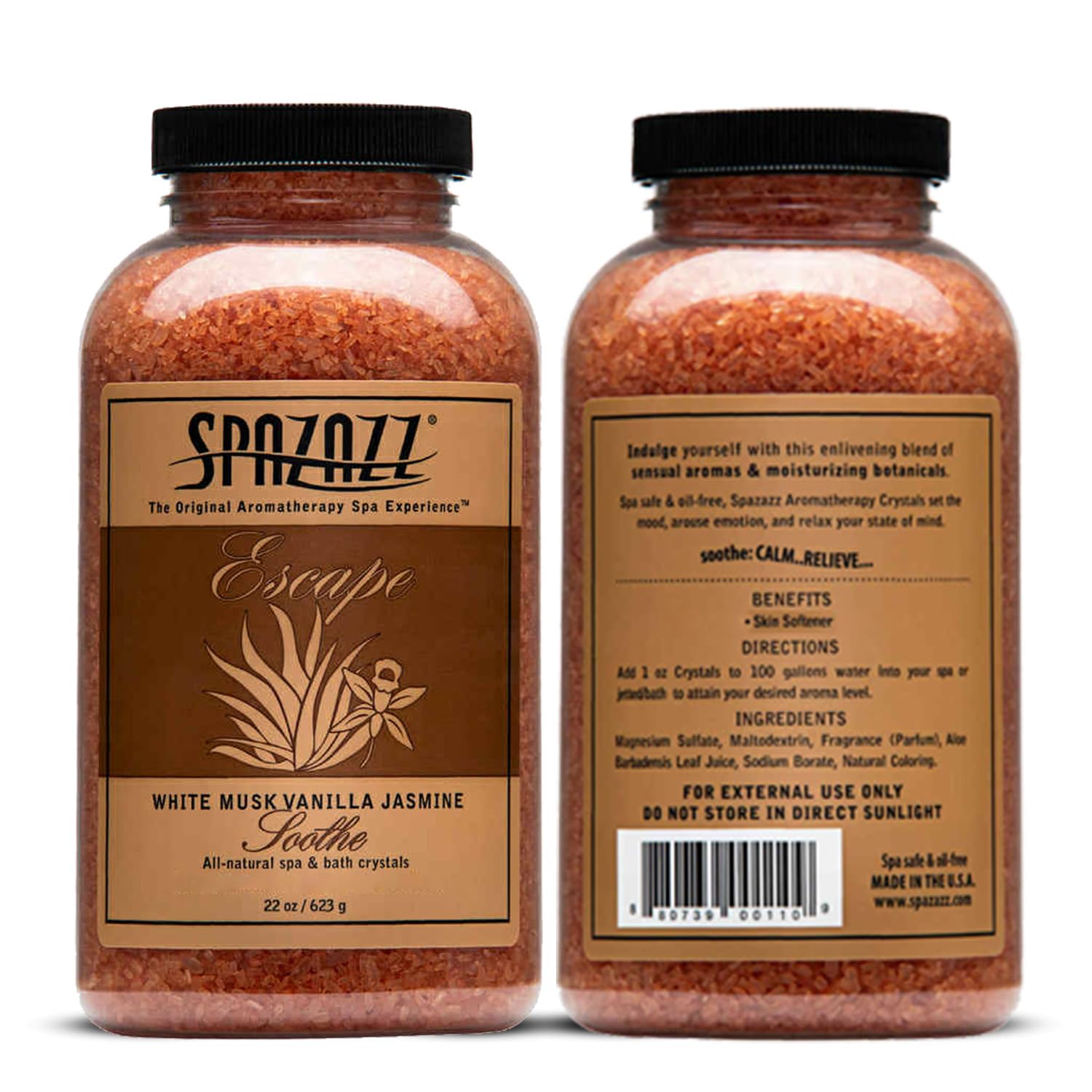 Spazazz Escape Cristales para SPA Blancos Almizcle Vainilla Jazmín Fragancias para Jacuzzi 1Kg