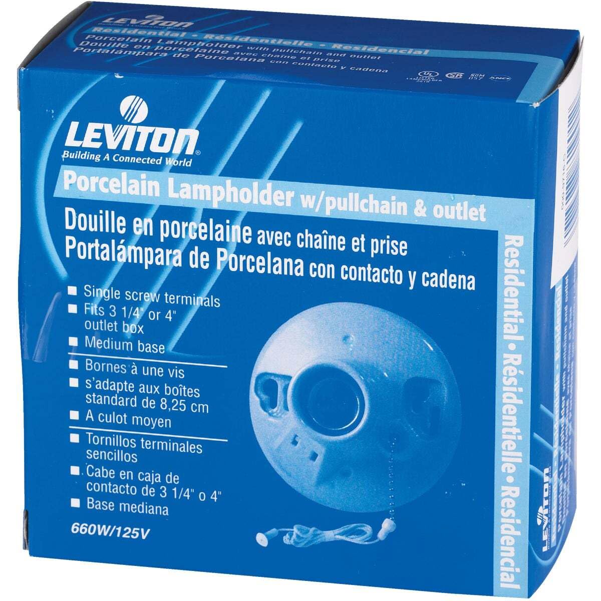 Leviton Porcelain Outlet Box - White -4 Leviton Porcelain Outlet Box - White -4