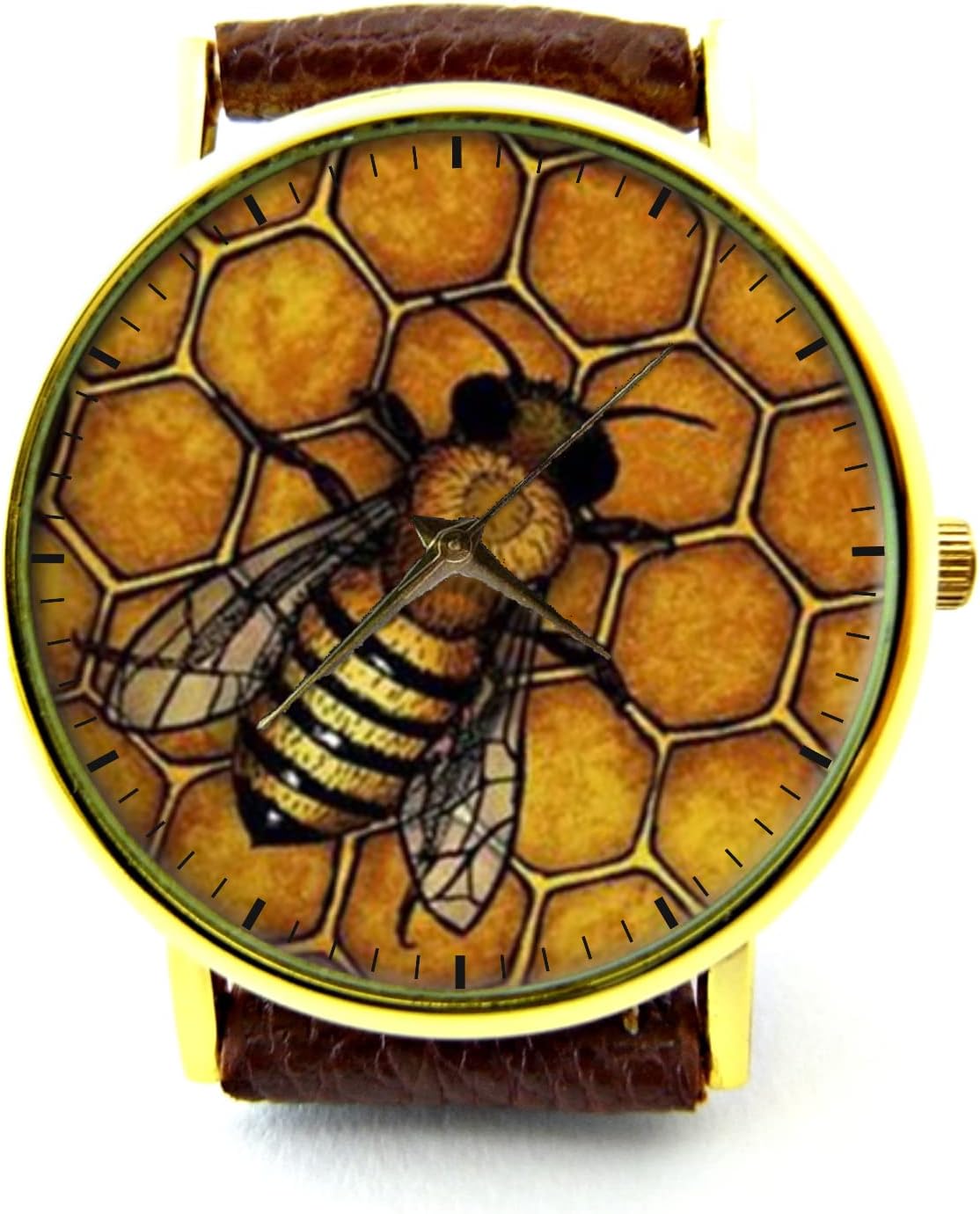 Honey Bee Leather Watch, Honey Bee Ladies Watch, Unisex Watch, Honey Bee Jewelry P358