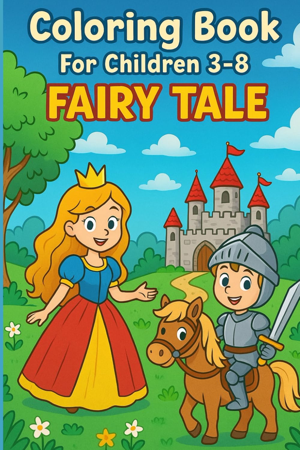 Coloring Book For Children 3-8: FAIRY TALES.: Magical and Easy Fairy Tale Coloring Pages with Princesses, Castles, Dragons, and Enchanted Worlds