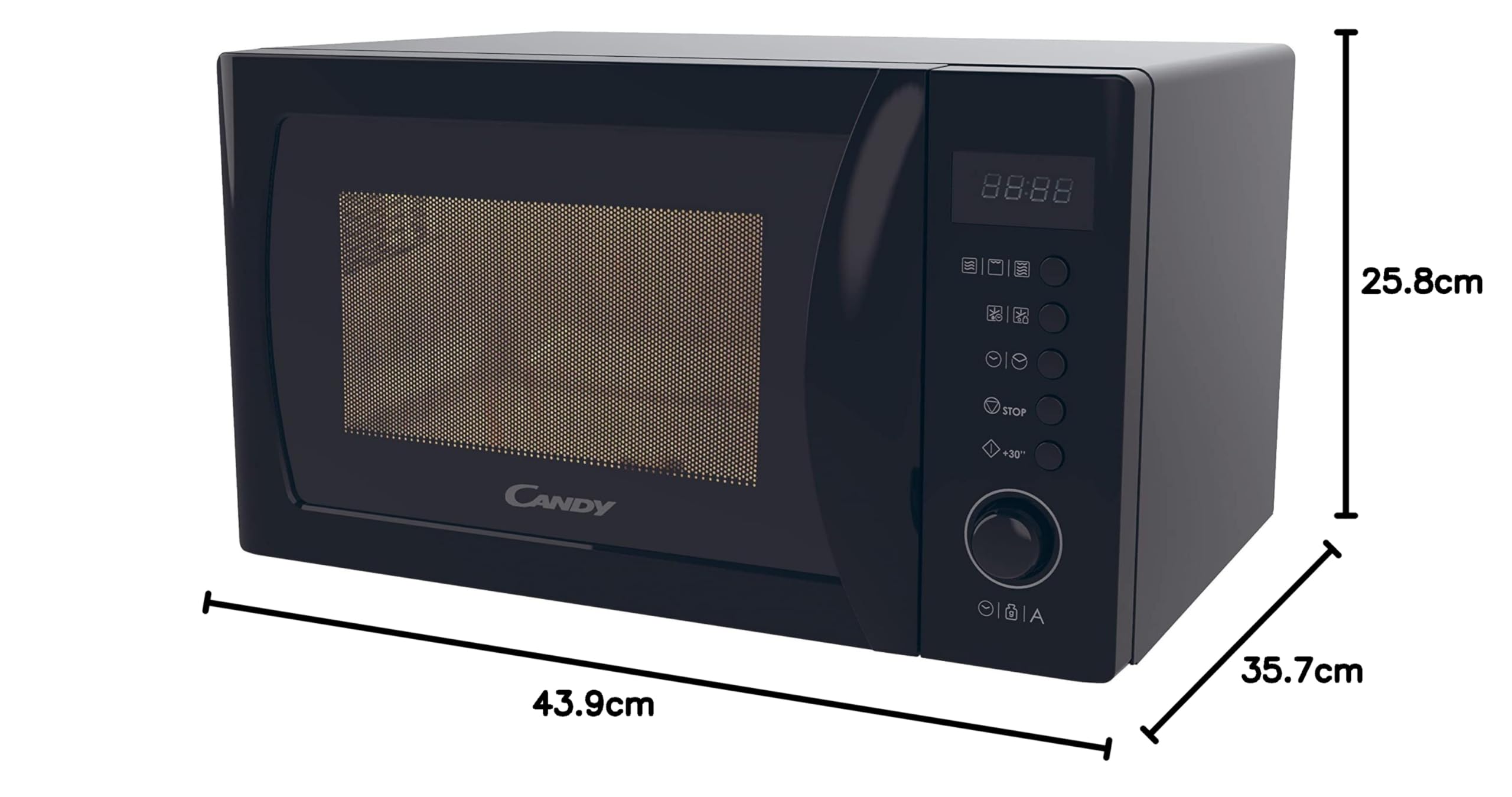 Candy Idea CMGA20SDLB Mikrofalówka Grill,20L, 700W-1050W,5 Poziomy mocy,8 Programy, Akustyczny Alert Zakończenie, Talerz 25,5CM, Grill Rack, Odszranianie, Otwarcie Lewy,Czarny