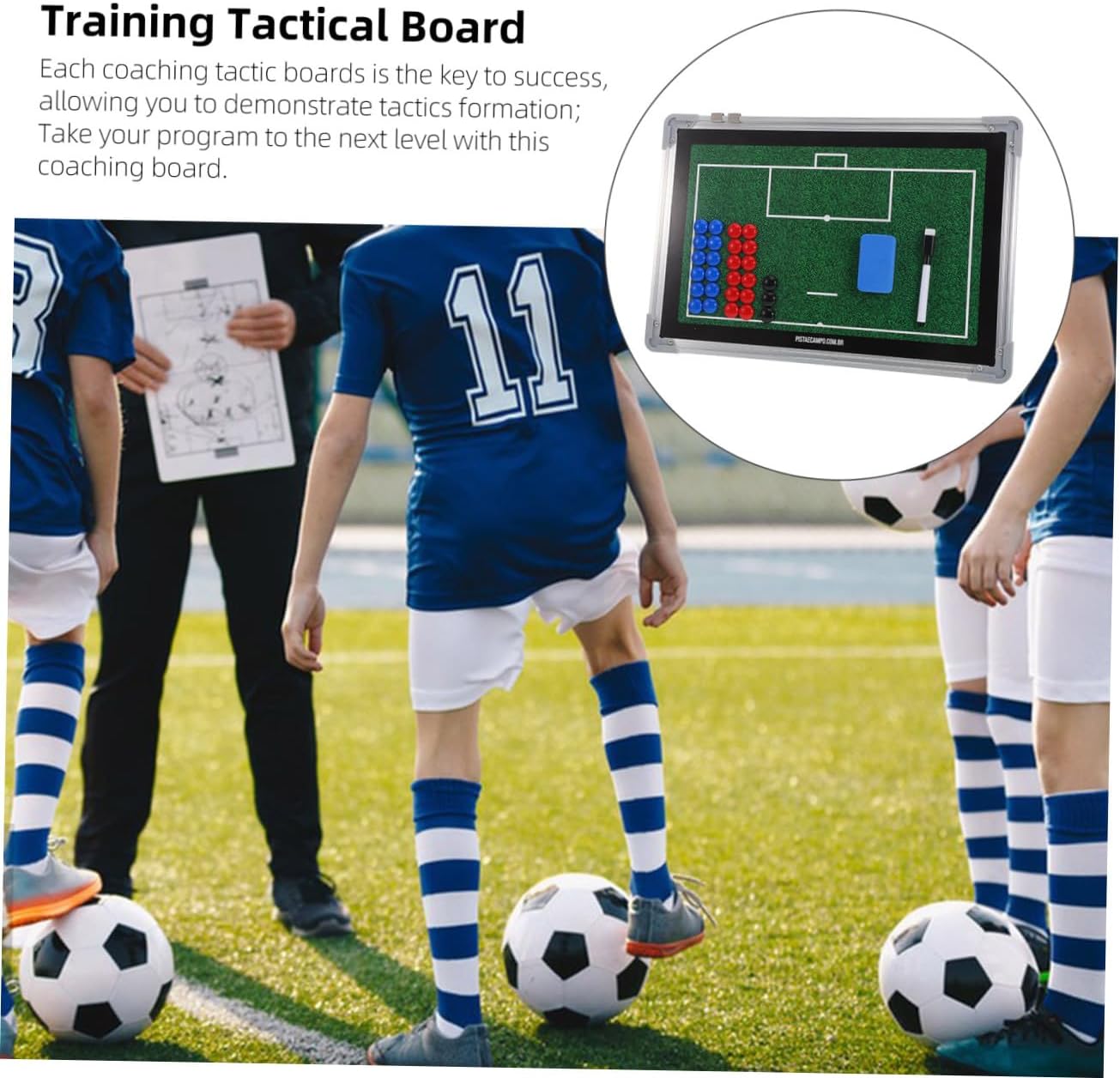 Soccer Coaching Board Football Aluminum Alloy Dry Erase Writing Board for Coaches Portable Training Strategy Planning Sports Equipment