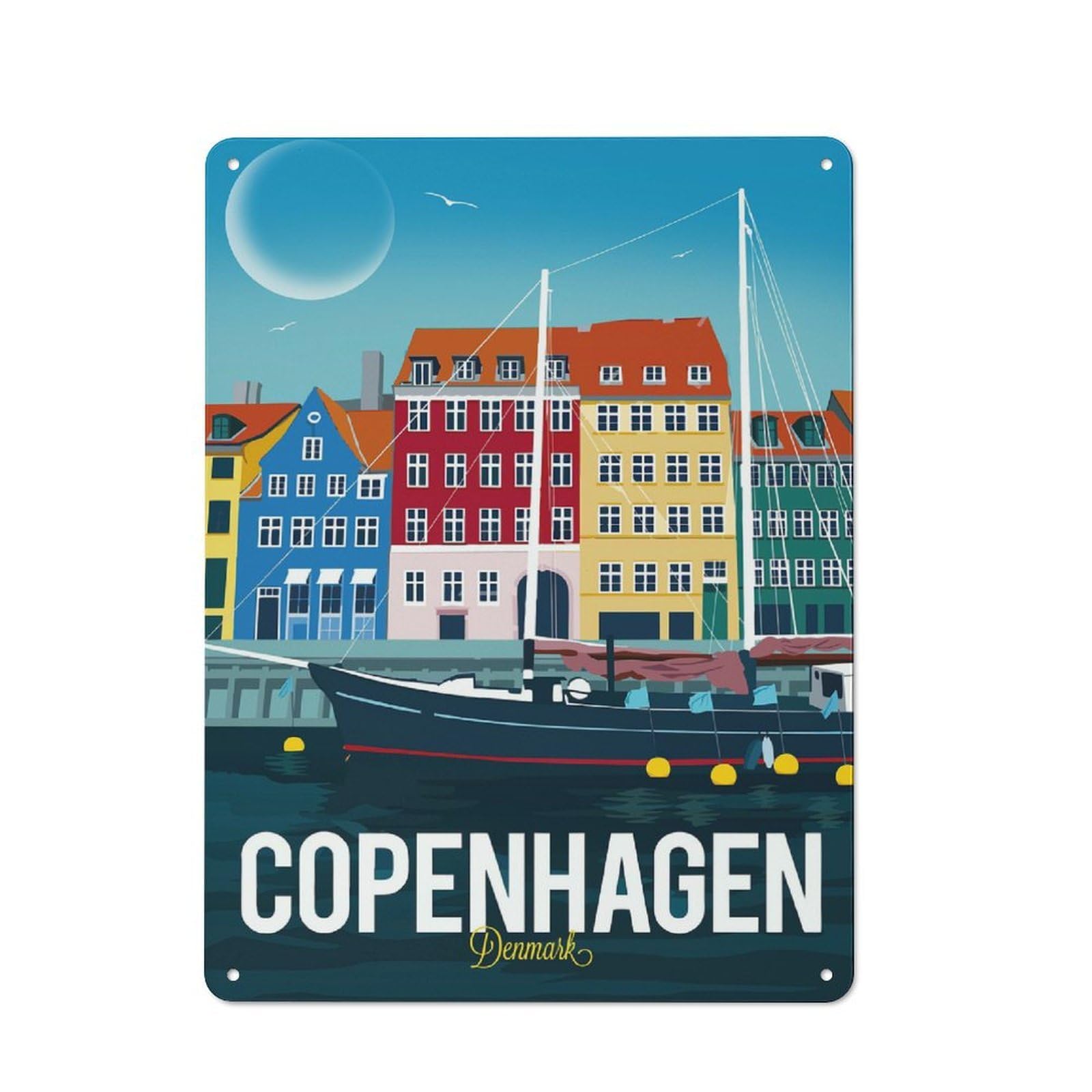 Shed Metal Sign with Copenhagen Design 40x30cm, Vintage Porch Wall Decor for Patio Bar, Workshop, Shed Or Kitchen