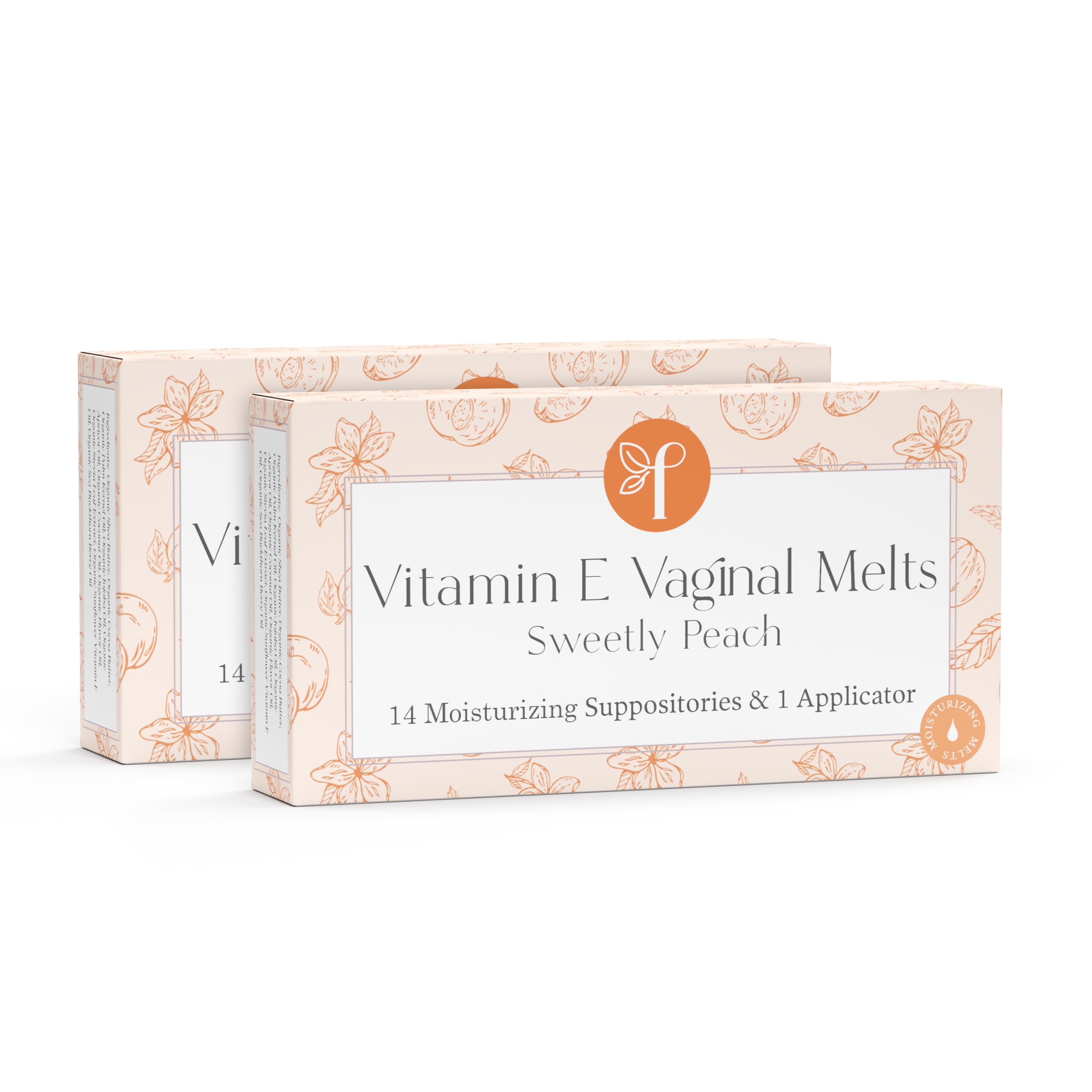 Femallay Peach Scented Vaginal Moisturizing Suppository, 100% Natural Solution for Dryness and Odor, Quick Melting and Long Lasting 14 Suppositories + 1 Applicator, 2-Pack