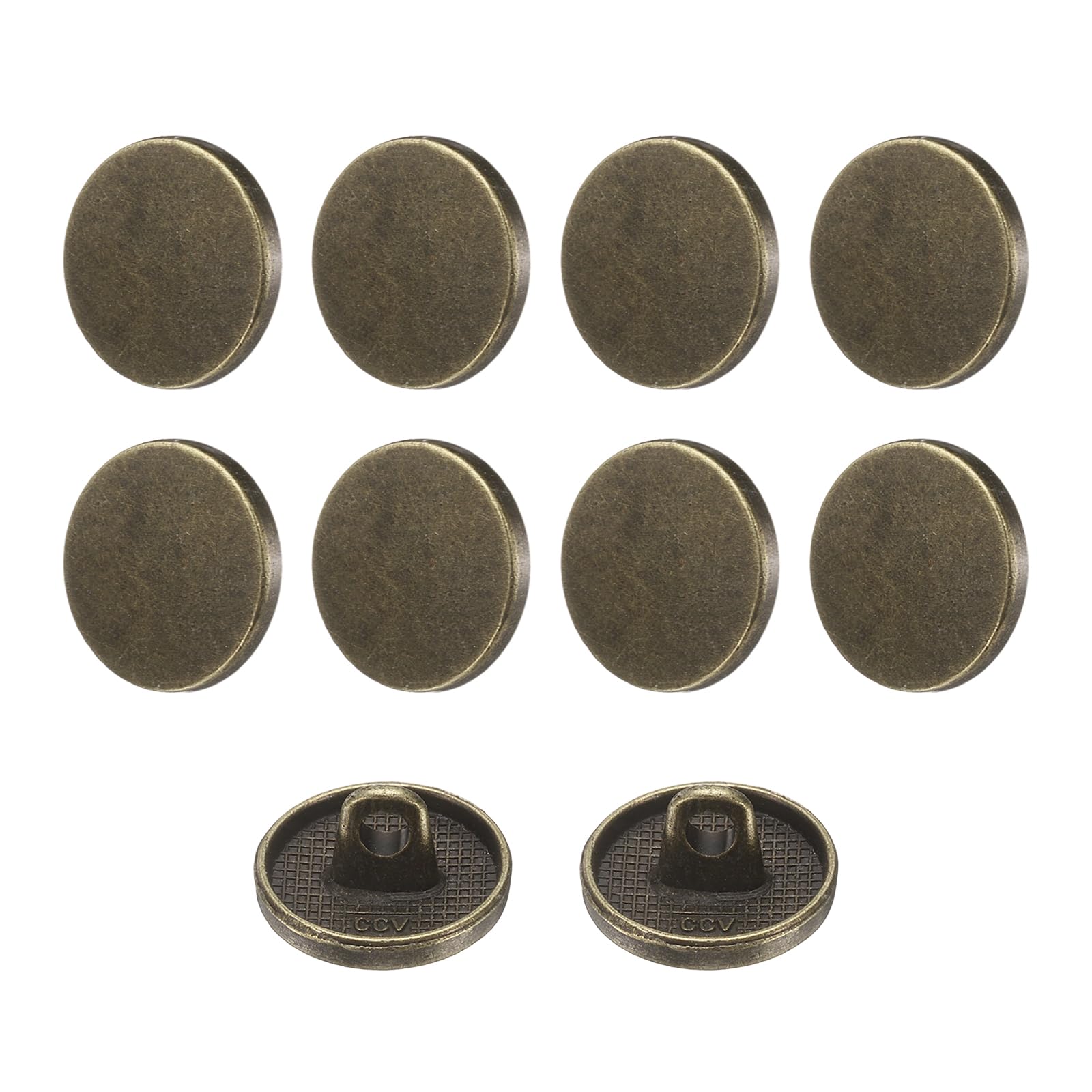sourcing map 10pcs 20L Metal Round Flat Sewing Buttons 12mm Alloy Shank Craft Replacement Button for Men Women Suit Woolen Coat Shirt Trousers Sewing Crafts, Bronze