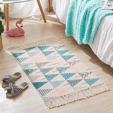 Amazon 玄関マット 綿100 ナチュラル 北欧 カラー キッチンマット アジアン リサイクル コットン ラグマット かわいい カフェ風 西海岸 四季通用 インテリア 雑貨 かっこいい 60 90 おしゃれ ラグ カーペット オンライン通販