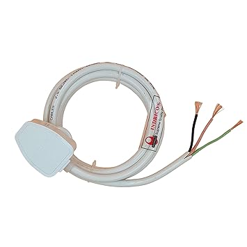 INDRICO 3 Pin Power Cable AC Extension Cord 3 Core Copper Heavy Duty Wire for Cooler Fan Refrigerator Fan and Other Home Appliances PVC White Pack of 1 (1.5 MM Cable, 1.5 Meter)