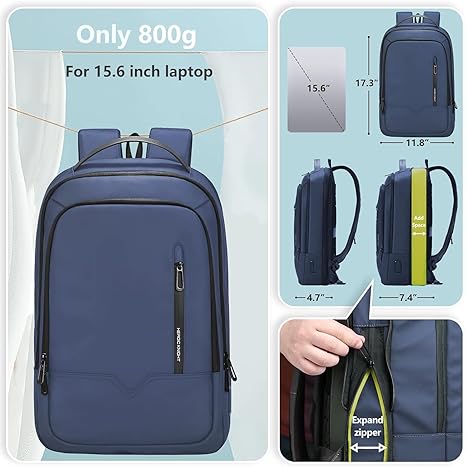 HEROIC KNIGHT Rucksack Herren erweiterbarer Laptop Backpack 15,6 zoll Wasserdicht Business Rucksack mit USB-Anschluss Backpack Reiserucksack Handgepäck Casual Daypack für Arbeit Schule Uni Reisen