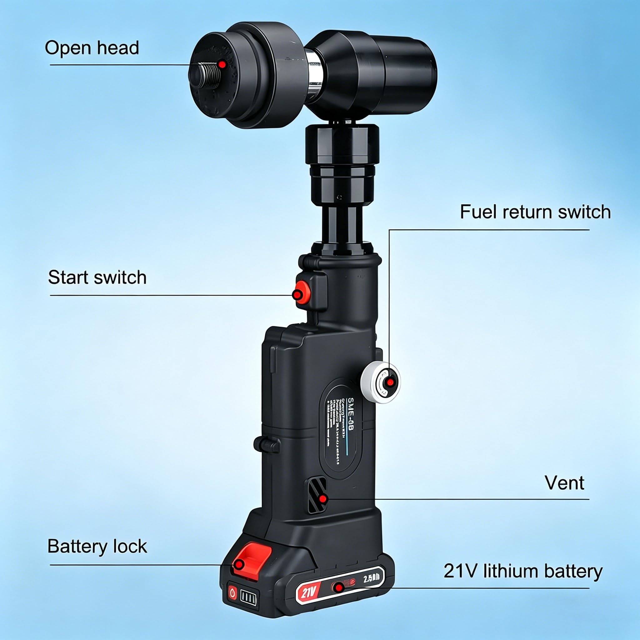 Akku-Lochstanze (22 Mm Hub), Automatische Druckentlastung, 6 Stanzwerkzeuge (ø 22–60 Mm) Und 21-V-Akku (2 X 2500 Mah), Geeignet Für Q235-Stahl