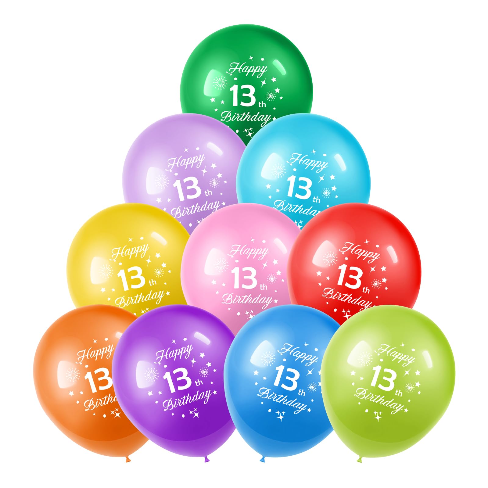 13th Birthday Balloons 10PCS, 12" Latex Assort Multicolour Number 13 Balloons for Boys Girls Kids 13 Year Old Birthday Party Decorations, 13th Birthday Gifts